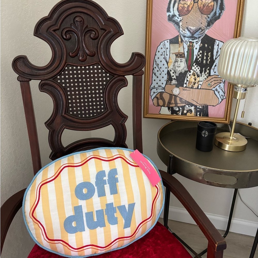 Round 'Off Duty' Striped Accent Pillow in Yellow, Blue & Red